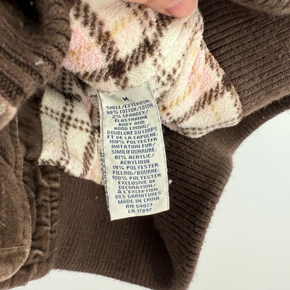 Old Navy Vintage Brown Corduroy Vest Faux Fur‎ Size Medium Y2K 90s